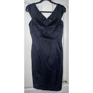 ADRIANNA PAPELL Womens Sleeveless Evening Dress Navy sz 8 Knee Length Wide Strap